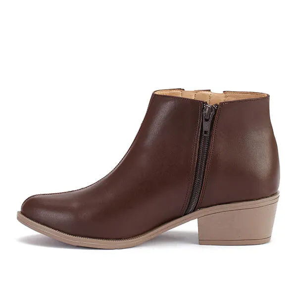 Leather Ankle Boots with Double Zippers
