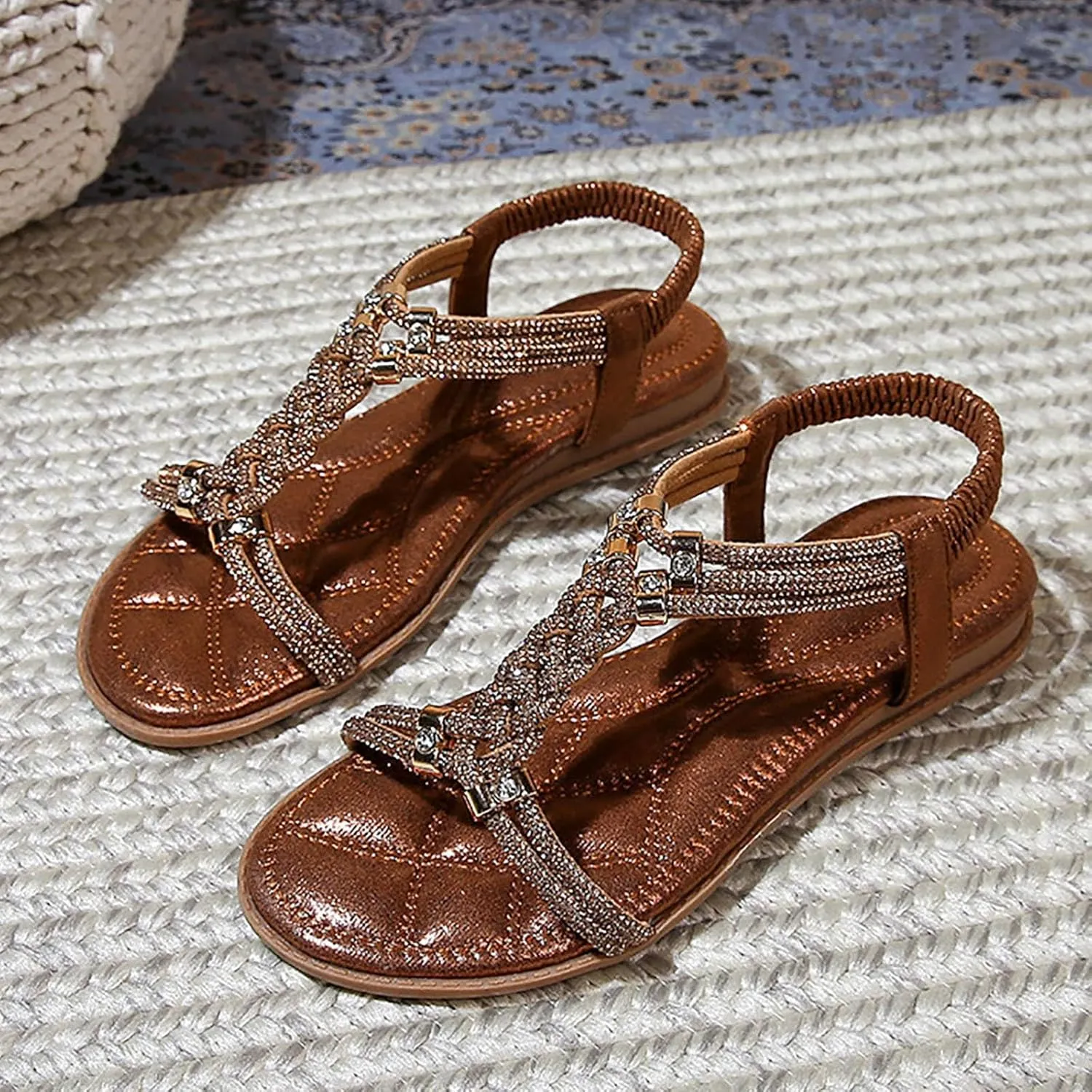 Lightweight Flat Sandals for Women Comfortable Ankle Strap Outdoor Walking Shoes Plantar Fasciitis Sandals