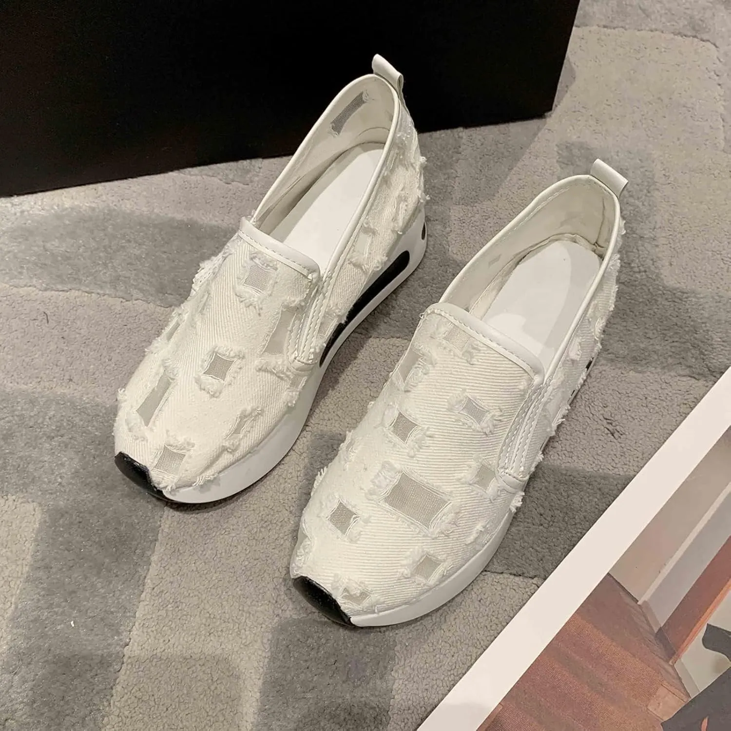 Loafers for Women Comfort Dressy Embroidery Floral Mesh Air Comfort Chunky Sole Hidden High Heels Breathable Walking Work Shoes with Arch Support 2025