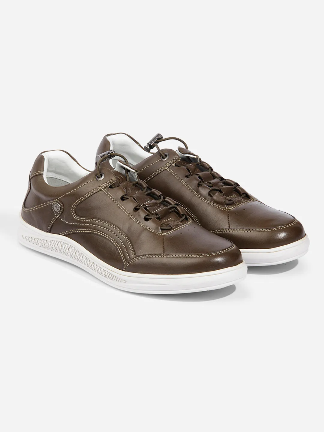 Men Olive Leather Sneaker (ID3090)