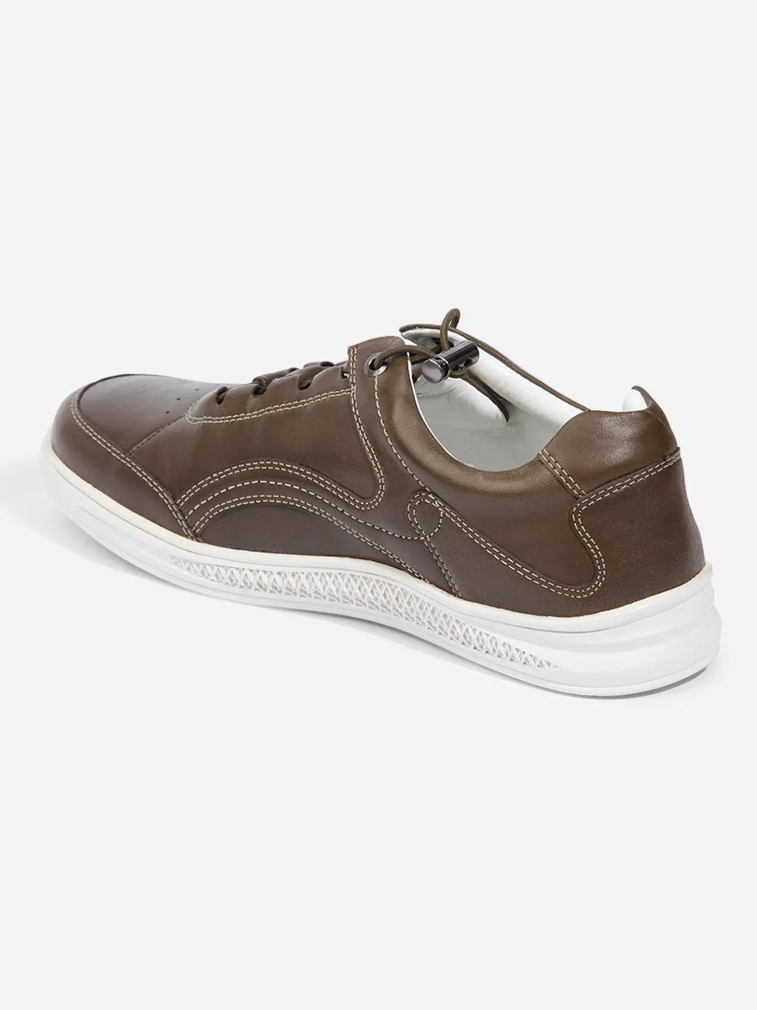 Men Olive Leather Sneaker (ID3090)