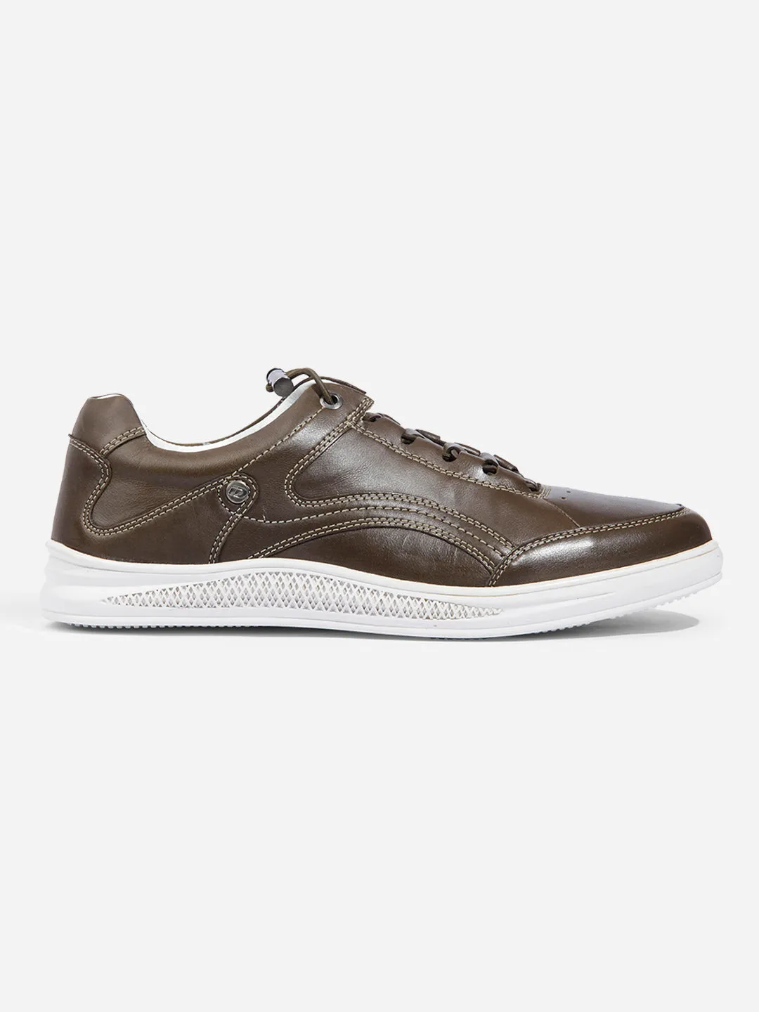 Men Olive Leather Sneaker (ID3090)