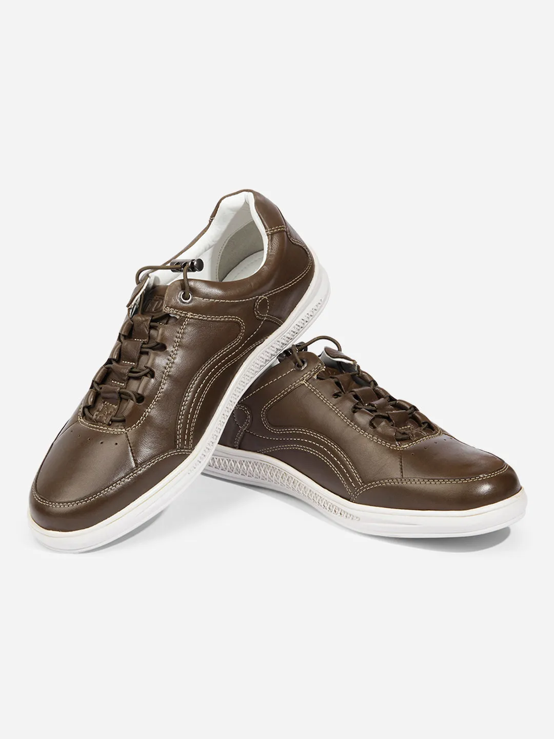 Men Olive Leather Sneaker (ID3090)