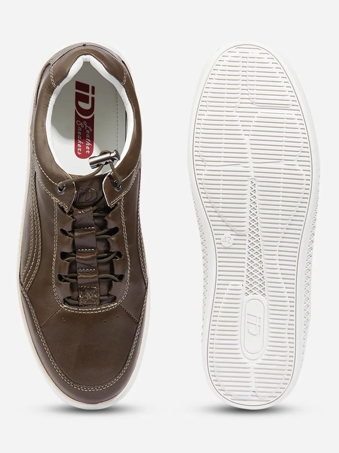 Men Olive Leather Sneaker (ID3090)
