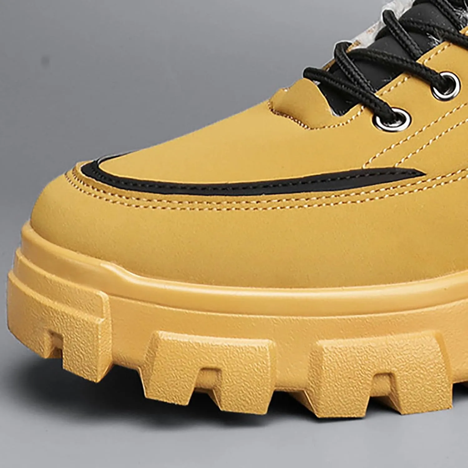 Men Work Boots Soft Toe Hiking Sneakers with Warm Fur Lining Women's Workout Shoes Non-Slip Winter Outdoor Botas Waterproof Non Slip Hike Grounded Footwear