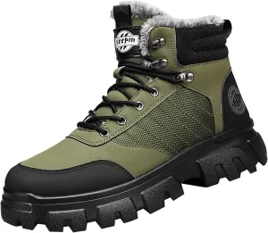 Men Work Boots Soft Toe Hiking Sneakers with Warm Fur Lining Women's Workout Shoes Non-Slip Winter Outdoor Botas Waterproof Non Slip Hike Grounded Footwear