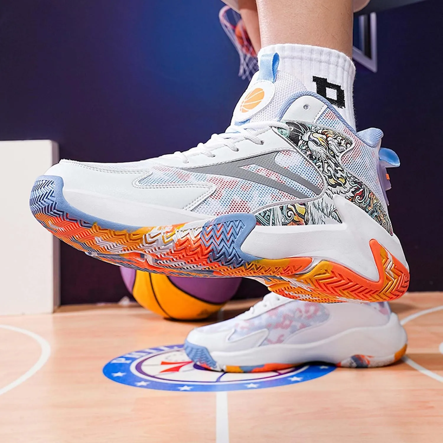 Men's Basketball Shoes High Top Sneakers Fashion Comfortable Street Casual Walking Shoes Non-Slip Training Running Shoes Breathable Fitness Sports Tennis Shoes