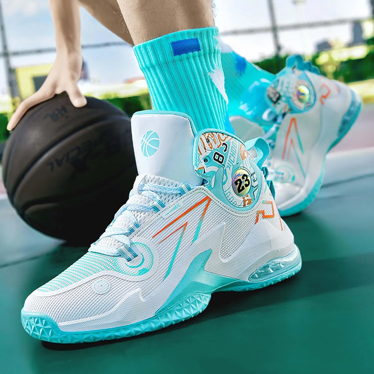 Men's Basketball Shoes,Air Cushioned Sole Provides Adequate CushioningArch Support High Top Basketball Shoes,Daily Training Shoes,Combat Basketball Shoes,Indoor and Outdoor Basketball Shoes