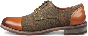 Men's Brown Leather Tweed Oxford Shoes - Theon