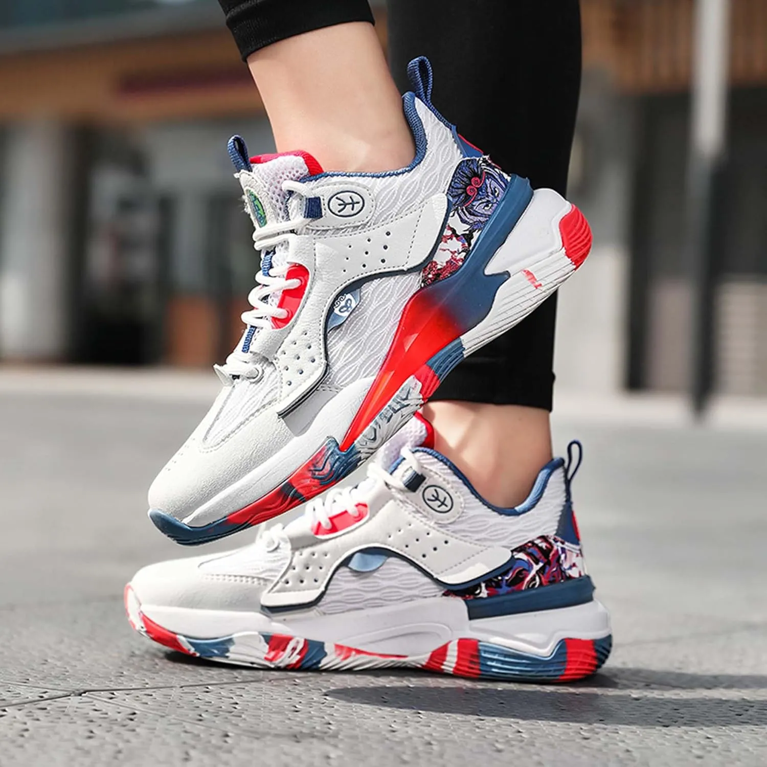 Mens Fashion Basketball Shoes Men's and Women's Non-Slip Casual Sneakers Women's Shock Absorption Lightweight Running Shoes