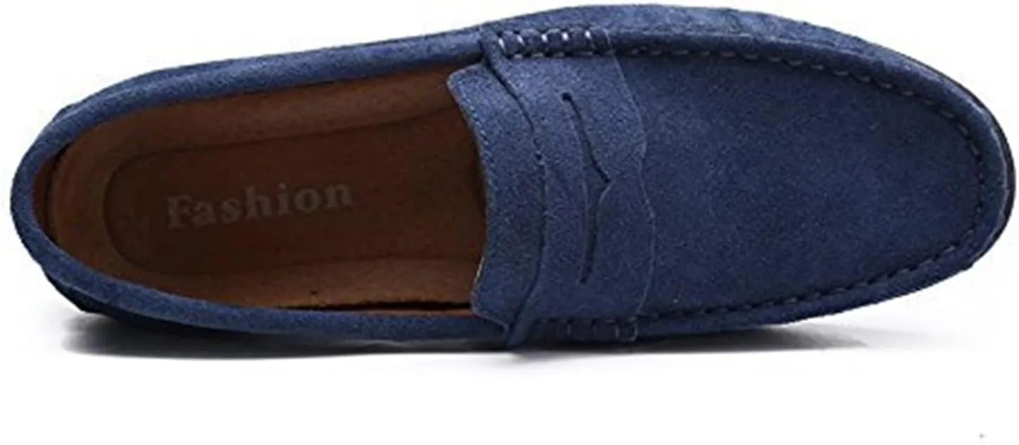 Men's Fashion Penny Loafers Suede Leather Slip On Casual Flat Dress Driving Shoes Fashion Lightweight Walking Shoes for Men