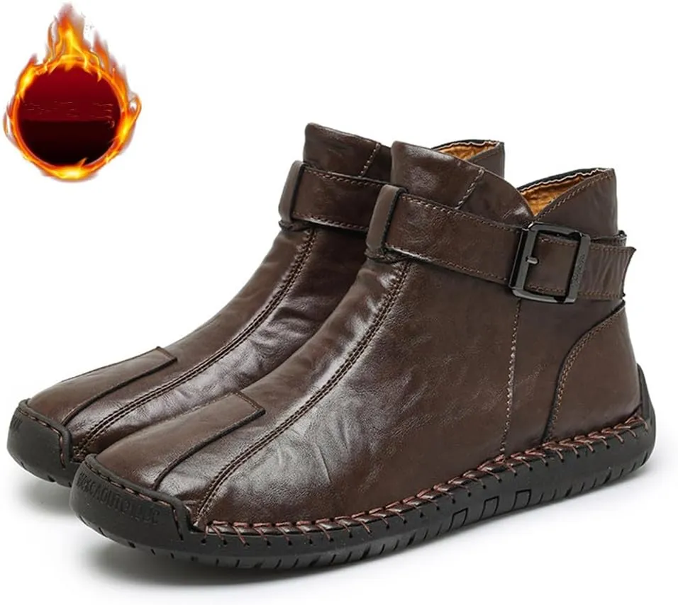 Men's Hiking Boots Waterproof Anti-slip Warm Casual Chukka Boots for Men Men's Fur-Lined Ankle Boots