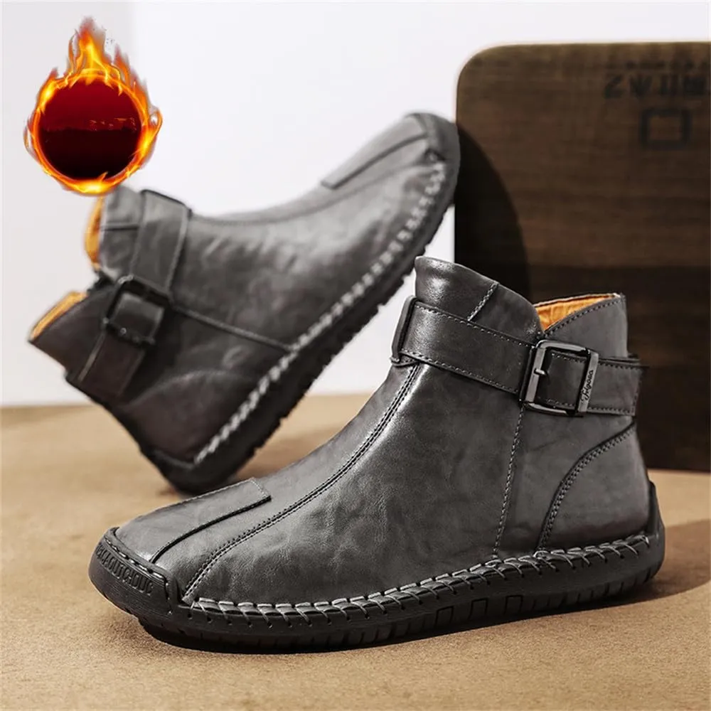 Men's Hiking Boots Waterproof Anti-slip Warm Casual Chukka Boots for Men Men's Fur-Lined Ankle Boots