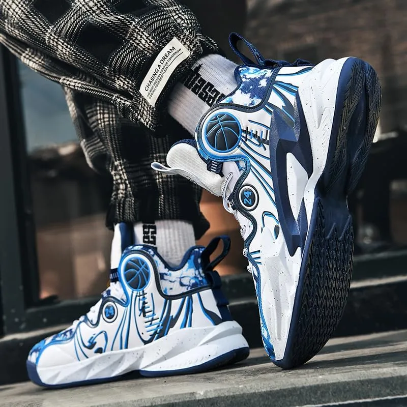 Men's Lace Up High Top Basketball Shoes Lightweight Anti Slip Breathable Sneakers Outdoor Fashion Sports Shoes