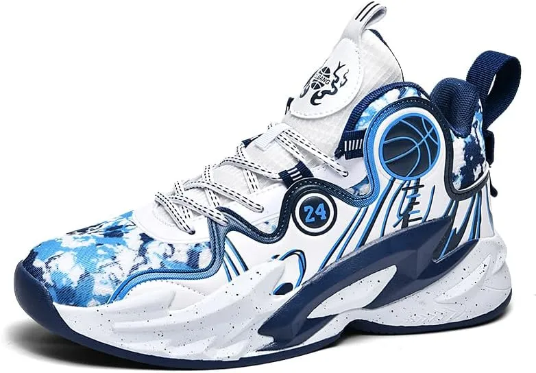 Men's Lace Up High Top Basketball Shoes Lightweight Anti Slip Breathable Sneakers Outdoor Fashion Sports Shoes