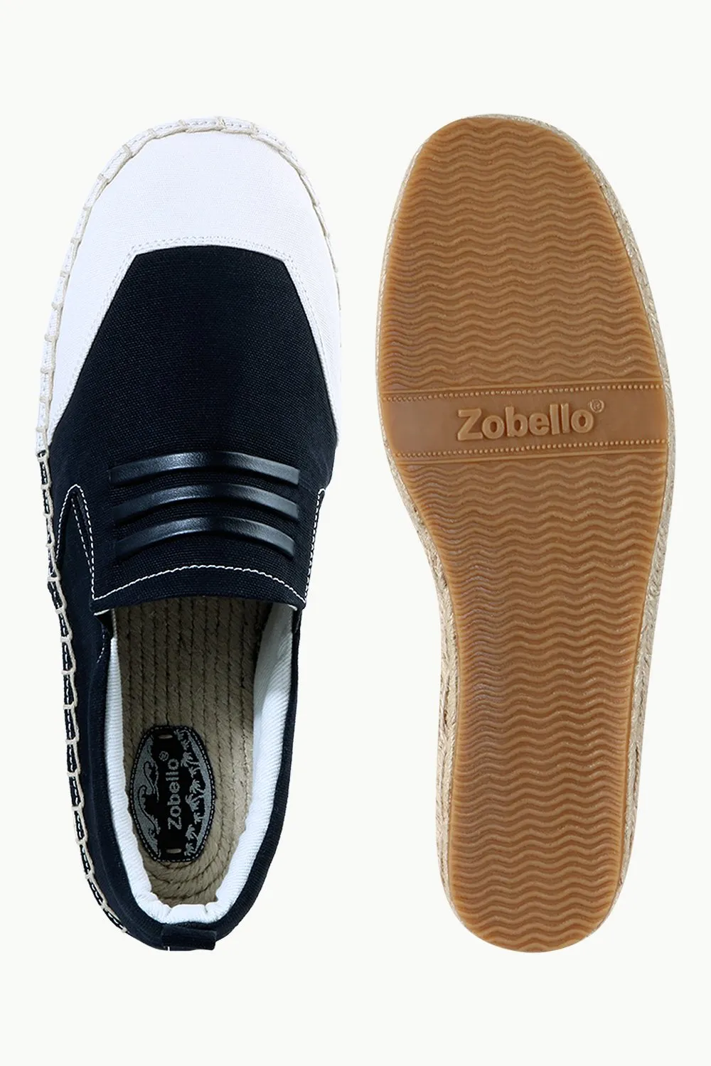 Mens Padded Leather Stripes Espadrilles