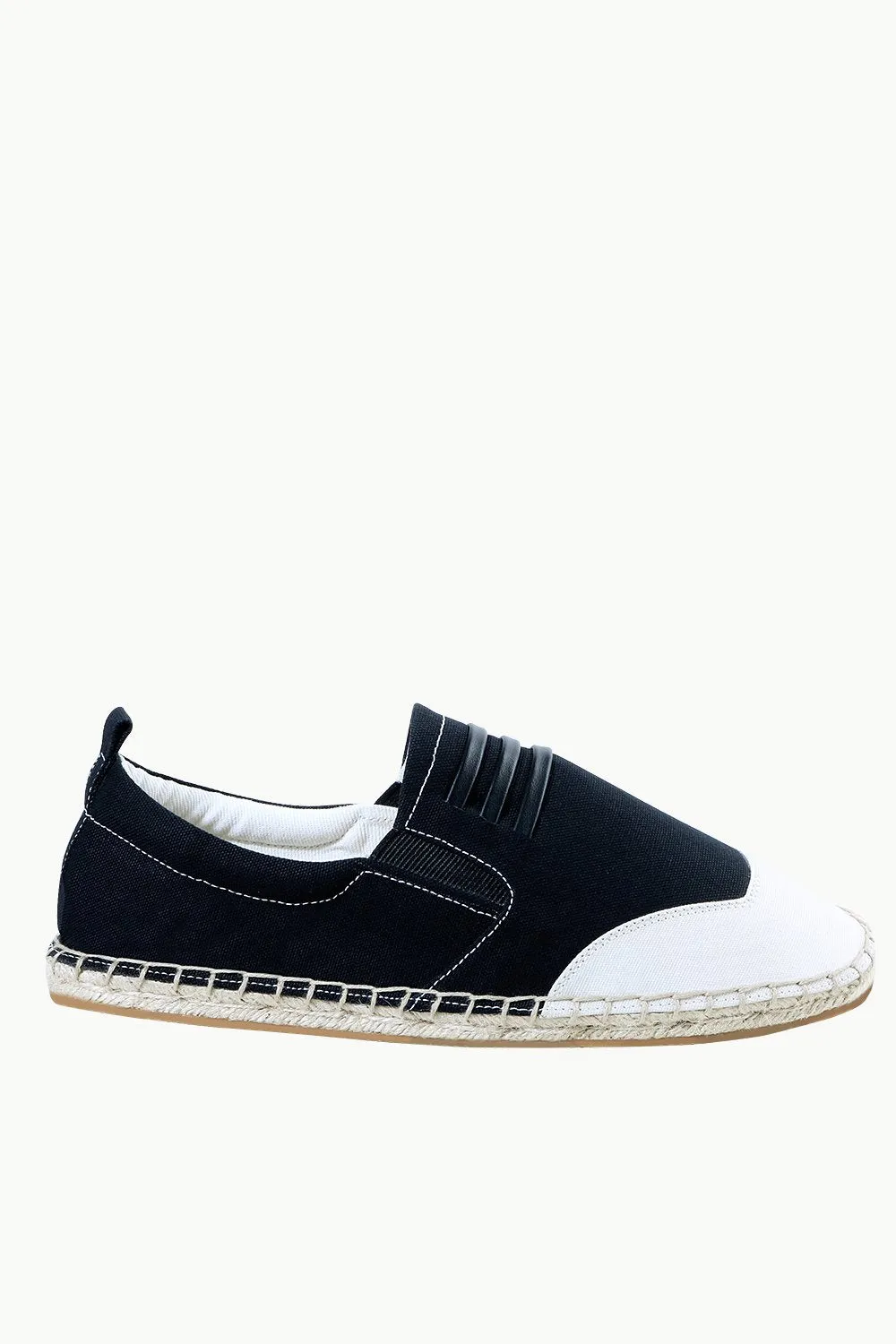 Mens Padded Leather Stripes Espadrilles