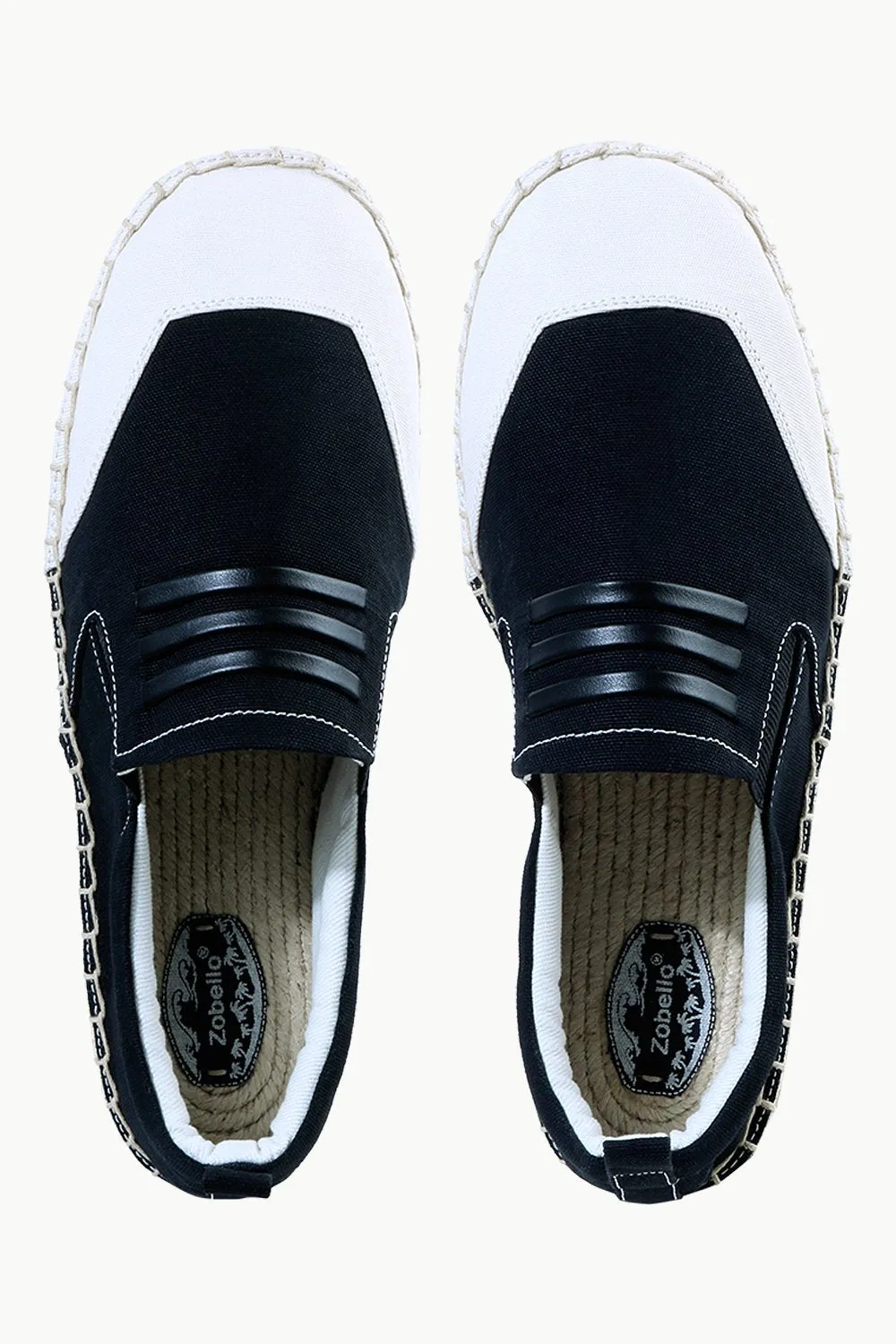 Mens Padded Leather Stripes Espadrilles