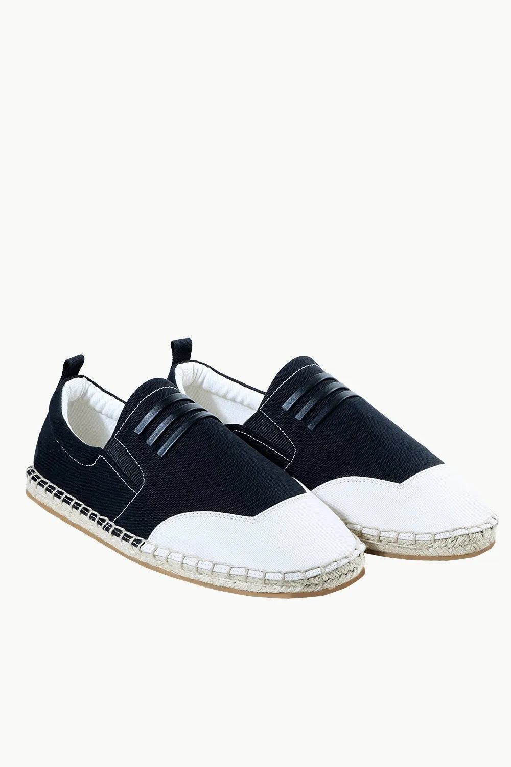 Mens Padded Leather Stripes Espadrilles