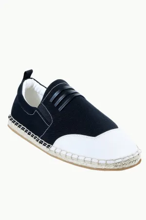 Mens Padded Leather Stripes Espadrilles