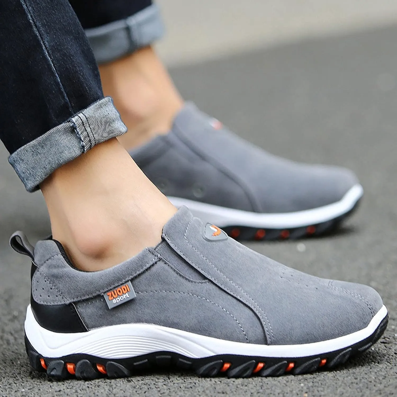 Men's Simple and Fashionable Round Head Solid Color Lightweight Breathable Soft Bottom Men's Work Shoes Sneaker