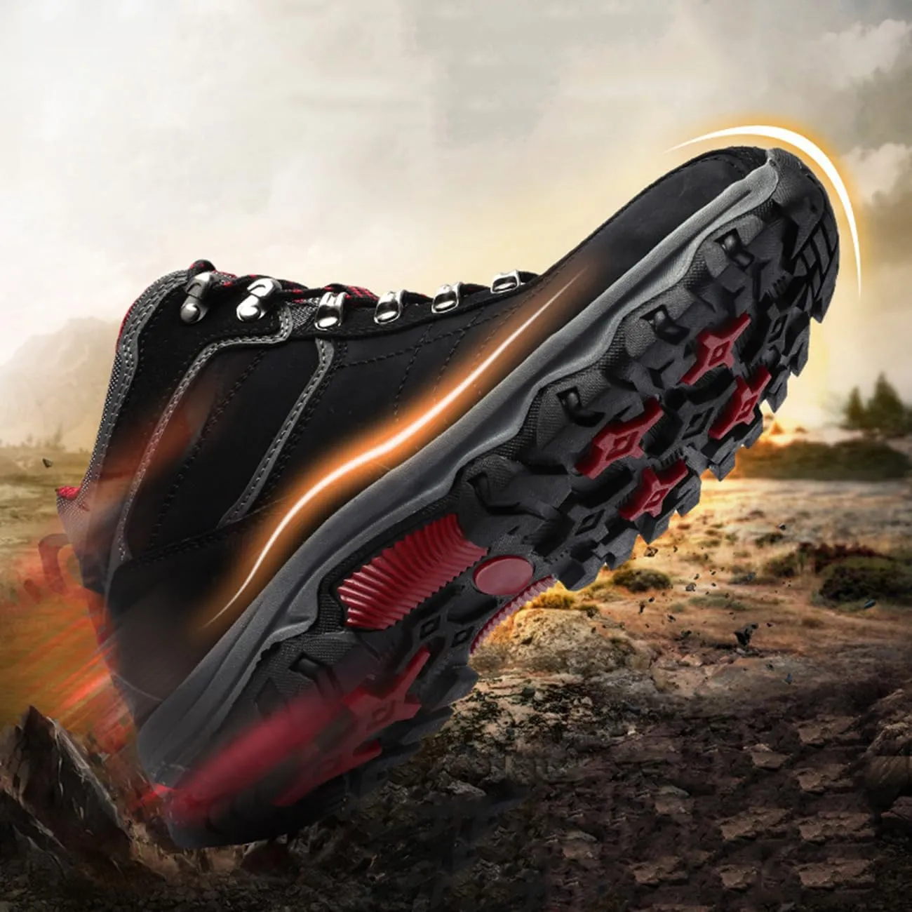 Men's Waterproof Hiking Boots High Top Trekking Hiking Shoes Outdoor Non-Slip Work Boots