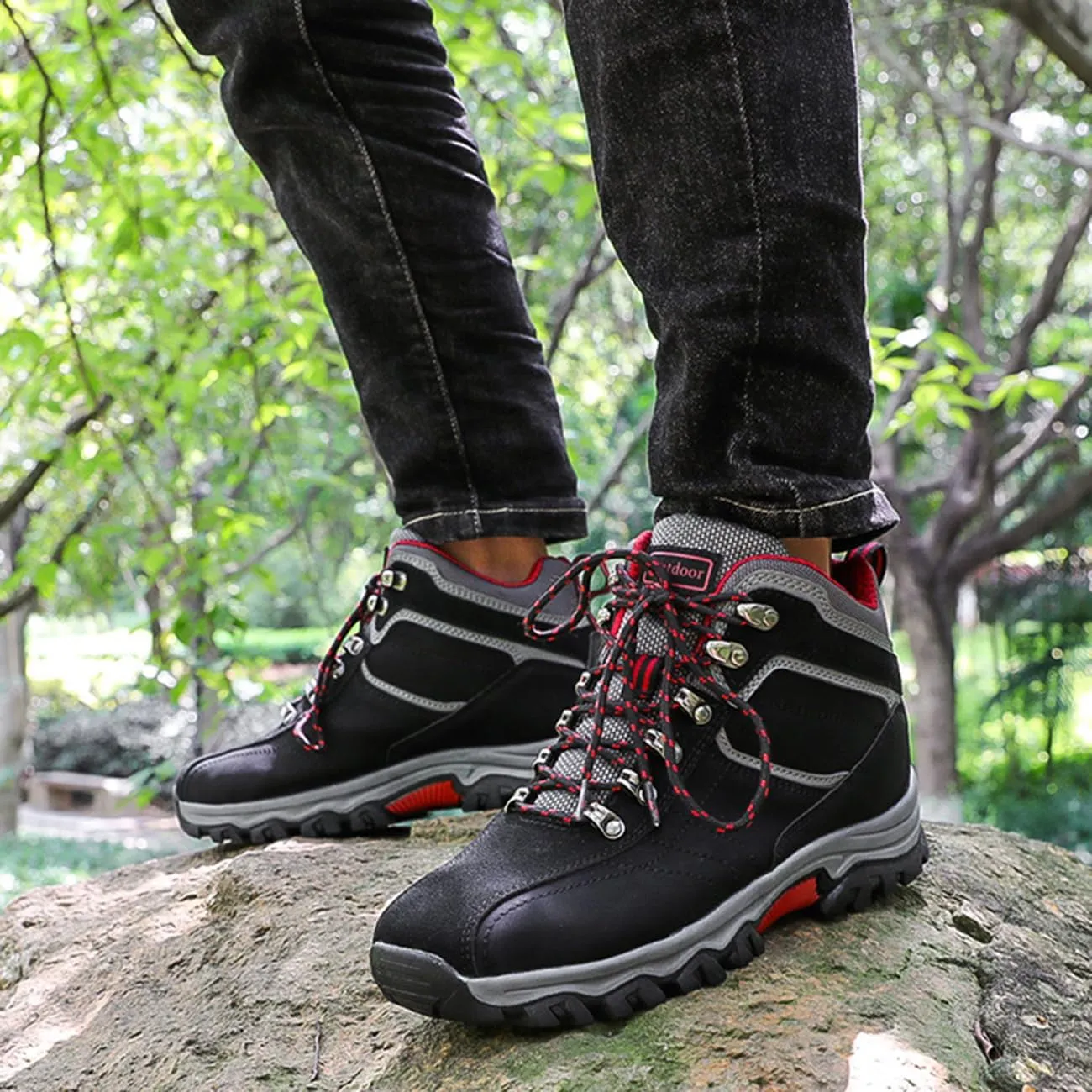 Men's Waterproof Hiking Boots High Top Trekking Hiking Shoes Outdoor Non-Slip Work Boots