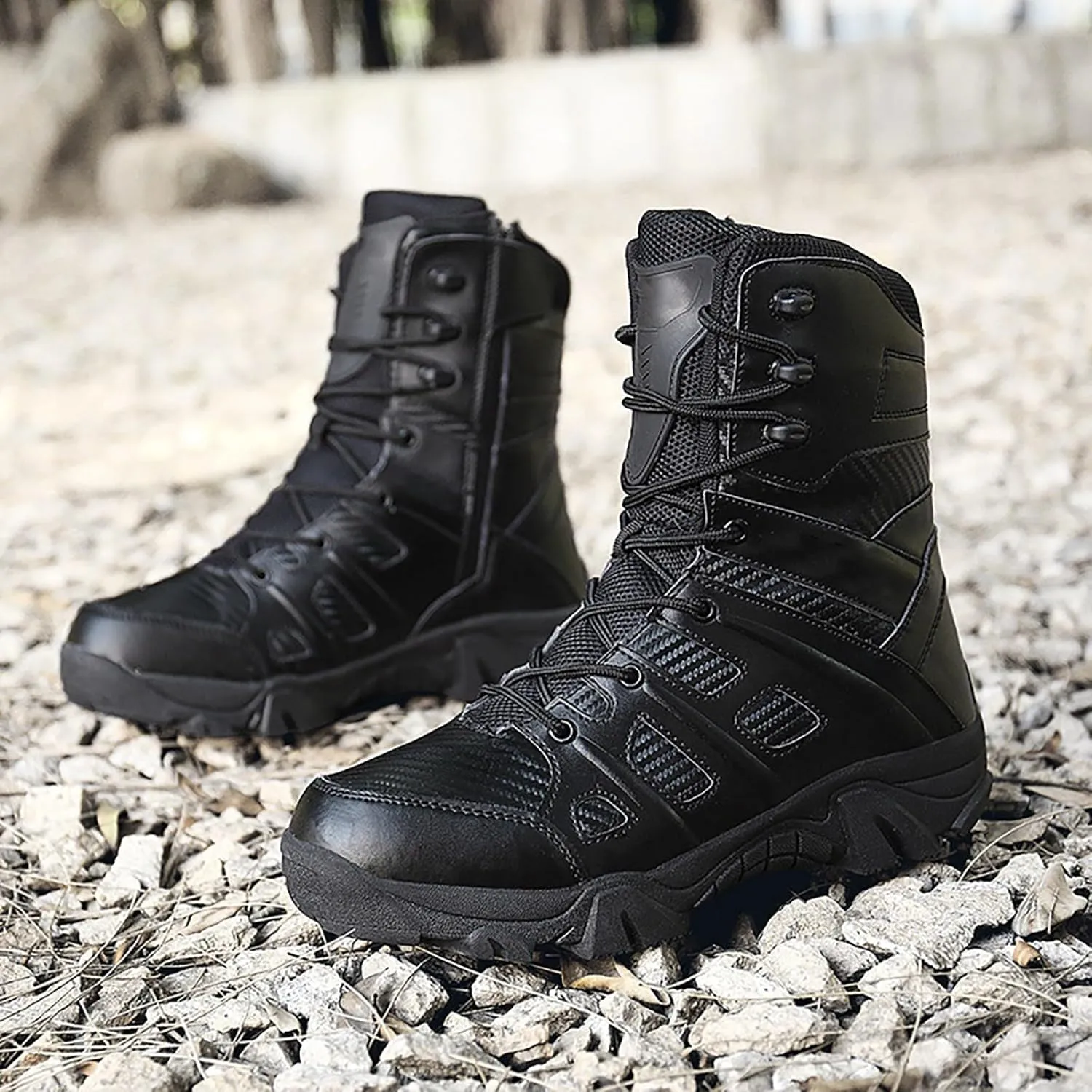 Mens Waterproof Hiking Boots Military Tactical Boots Combat Boots Breathable Police Patrol Boots Army Boots
