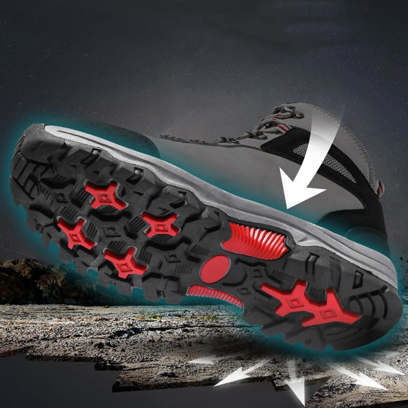 Men's Waterproof Hiking Boots Outdoor Non-Slip Work Boots High Top Trekking Hiking Shoes