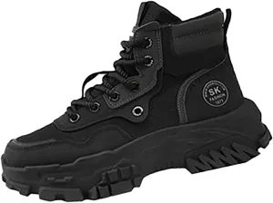 Mens Work Boots Composite Hiking Sneakers Shoes Warm Fur Lined Women Safety Shoes Nonslip Slip On Platform Shoes Lightweight Comfortable Hike Grounded Footwear