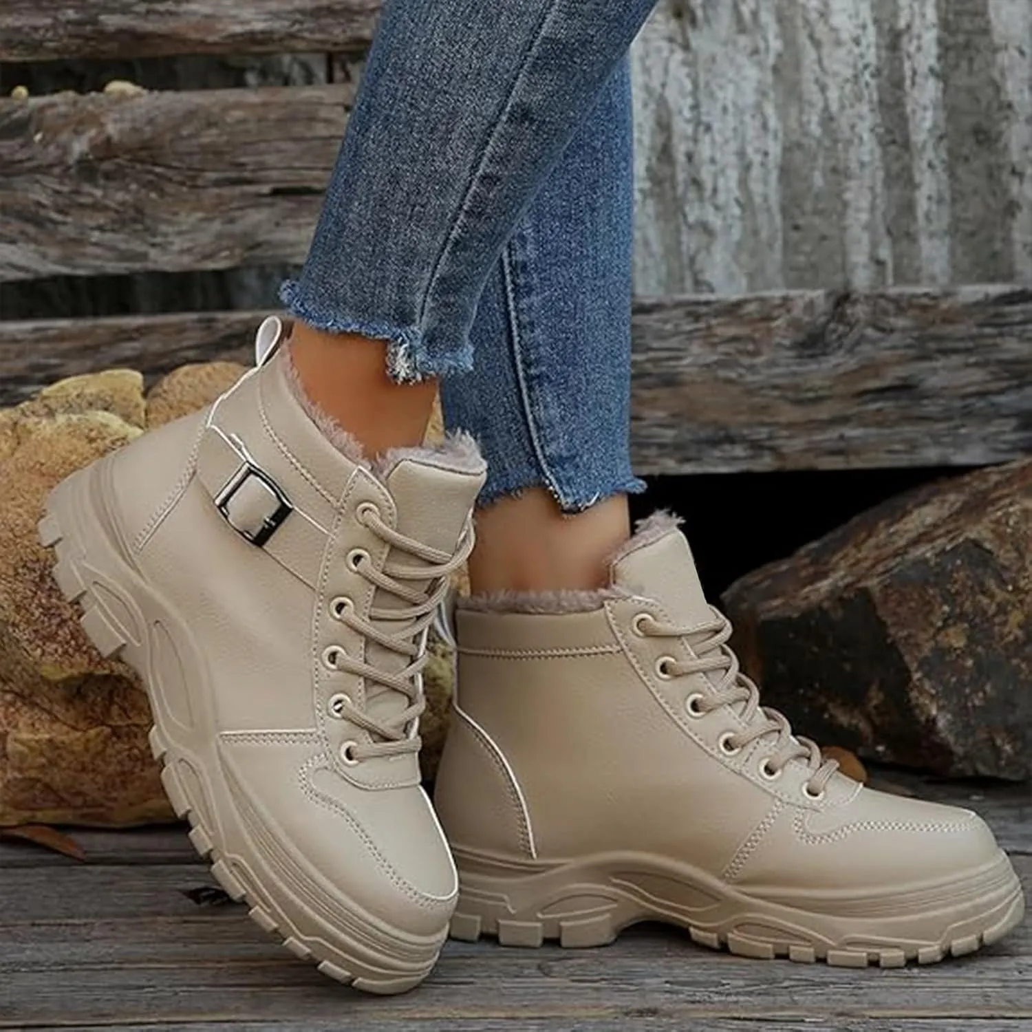 Men's Work Boots Soft Toe Hiking Sneakers Warm Fur Lined Womens Safety Shoes Steel Toe Winter Backpacking Snow Botas Warm Water Hike Grounded Footwear