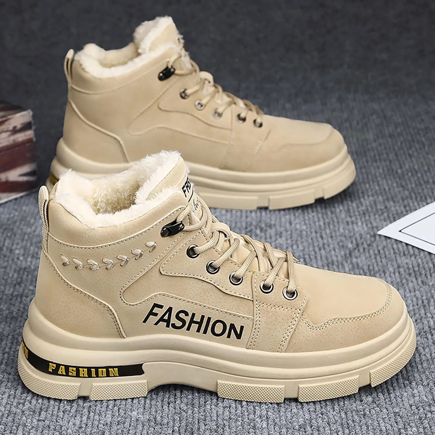 Mens Work Boots Waterproof Hiking Sneakers Warm Ankle Safety Shoes for Women Insulated Platform Shoes Slip Resistant Safety Hike Grounded Footwear