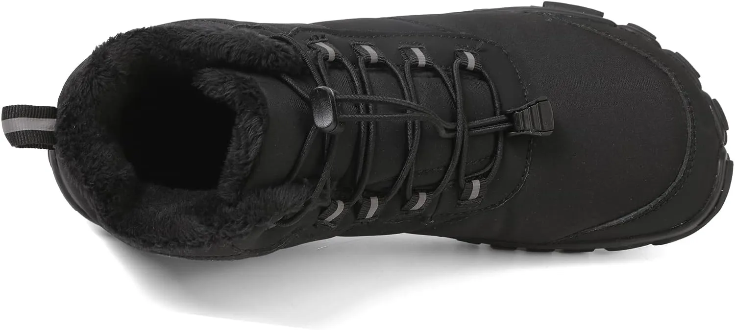 Mmoneyake Winter Snow Shoes for Women Men Warm Fur Lined Waterproof Snow Sneakers Wide Toe Box Zero Drop Ankle Booties Non-Slip Barefoot Outdoor Shoes Fashion Short Boots