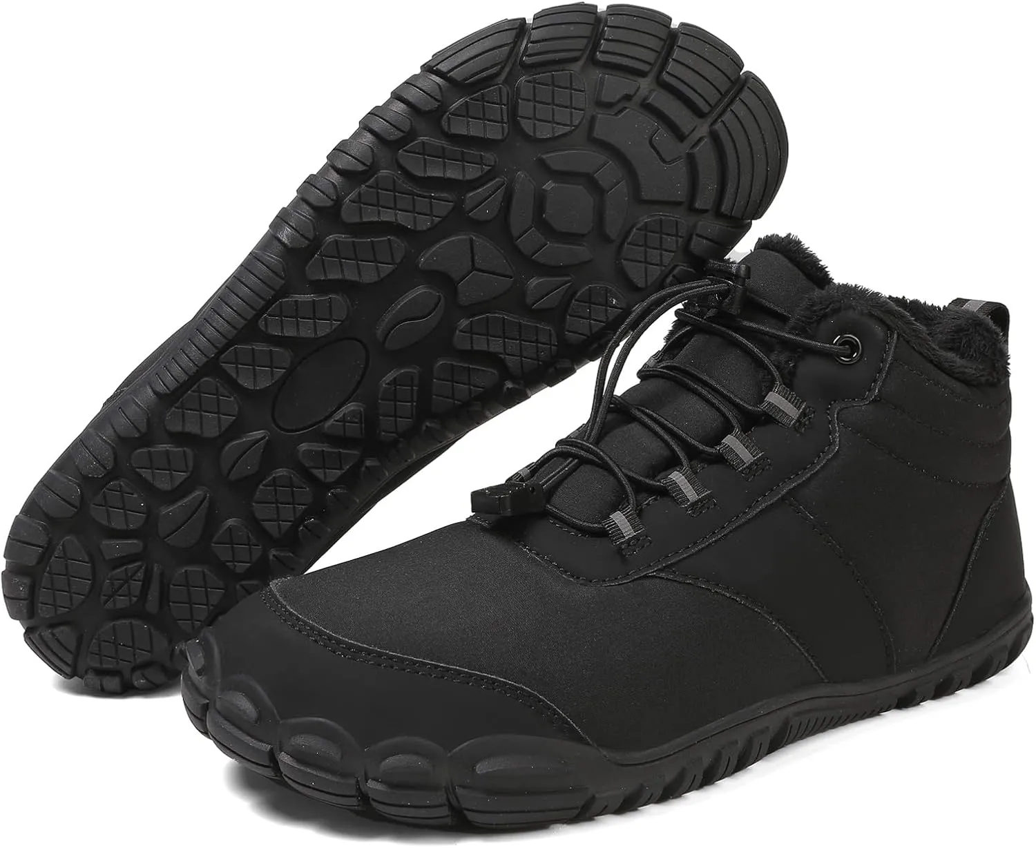 Mmoneyake Winter Snow Shoes for Women Men Warm Fur Lined Waterproof Snow Sneakers Wide Toe Box Zero Drop Ankle Booties Non-Slip Barefoot Outdoor Shoes Fashion Short Boots
