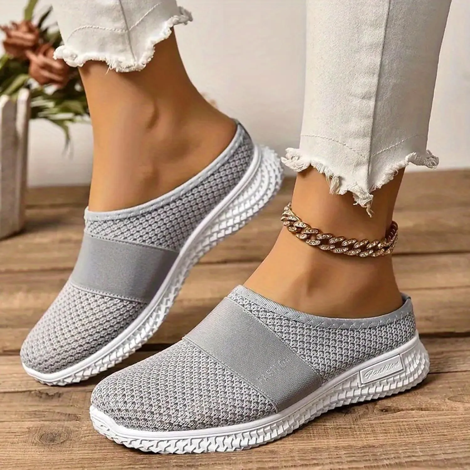 Mules for Women Orthopedic Air Cushion Platform Mesh Mules Clogs Open Back Slip On Shoes with Arch-Support Lightweight Summer Walking Sandals Beach Shoe