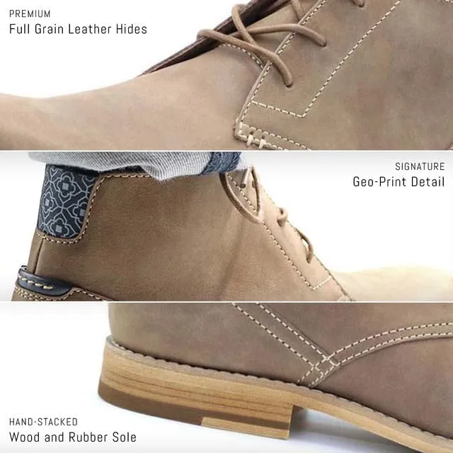 Neat Footwear Men's Chukka Boots - Lace Up, Full Grain Leather Boots with Carry Bag - Latex Insole and Hand-Stacked Rubber and Wood Sole - Casual Dress Boots for Men
