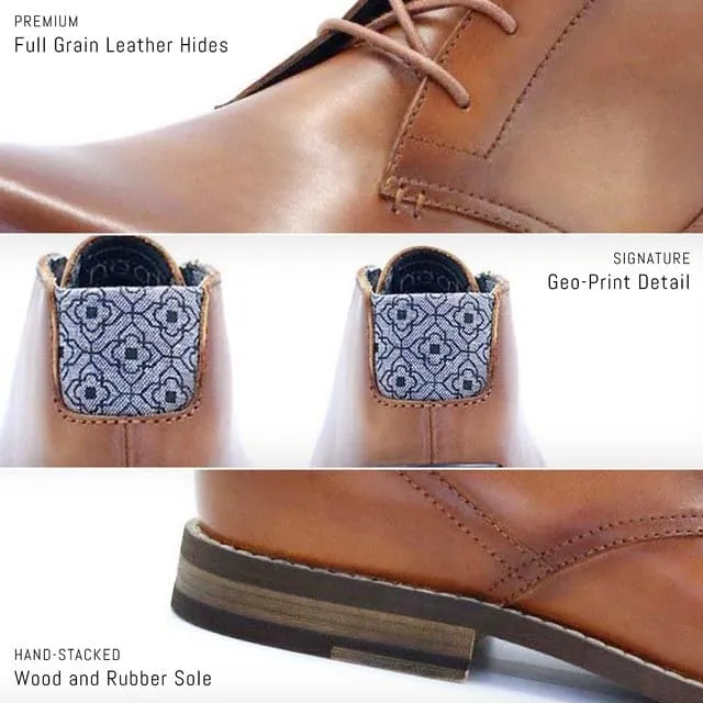 Neat Footwear Men's Chukka Boots - Lace Up, Full Grain Leather Boots with Carry Bag - Latex Insole and Hand-Stacked Rubber and Wood Sole - Casual Dress Boots for Men