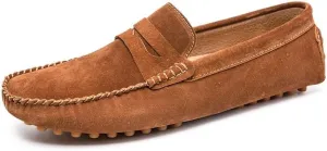 New Mens Loafers Round Toe Suede Vamp Penny Driving Loafers Moc Shoes Resistant Comfortable Anti-Slip Classic Slip On