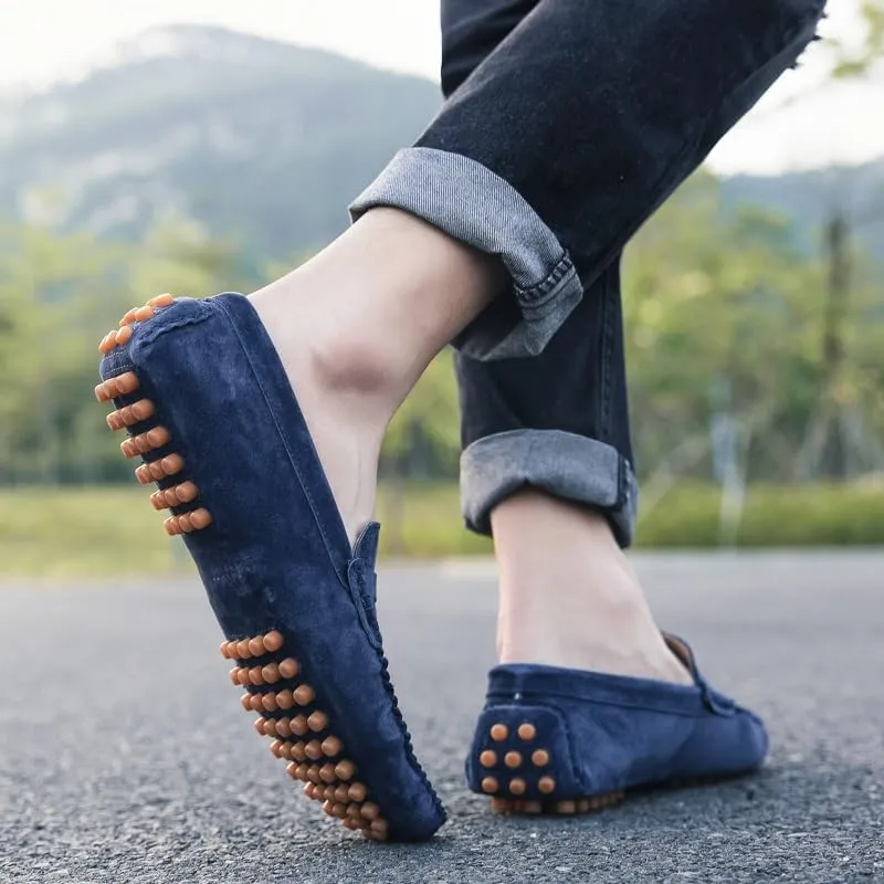 New Mens Loafers Round Toe Suede Vamp Penny Driving Loafers Moc Shoes Resistant Comfortable Anti-Slip Classic Slip On