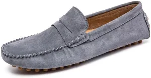 New Mens Loafers Round Toe Suede Vamp Penny Driving Loafers Moc Shoes Resistant Comfortable Anti-Slip Classic Slip On