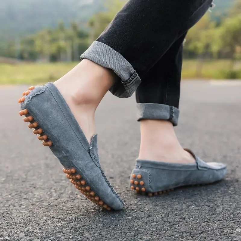 New Mens Loafers Round Toe Suede Vamp Penny Driving Loafers Moc Shoes Resistant Comfortable Anti-Slip Classic Slip On