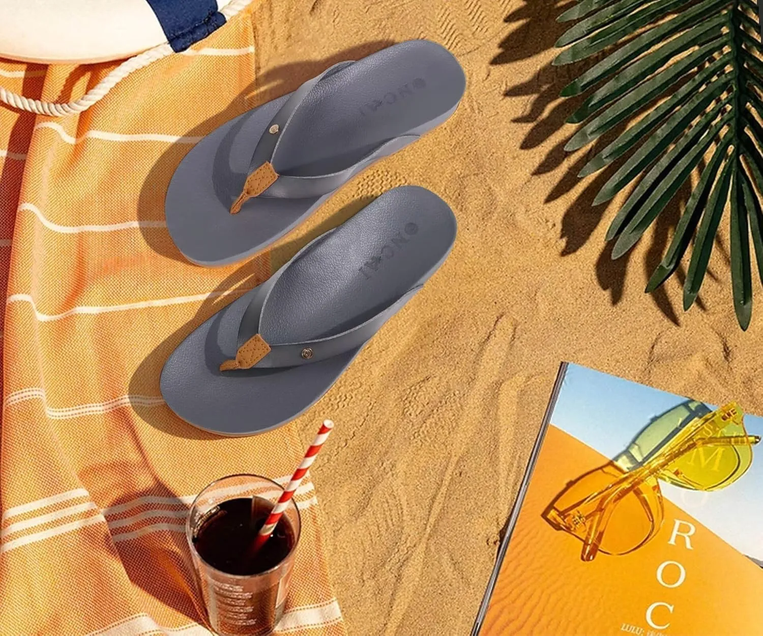 ONCAI Womens Flip Flops For Women Comfortable Strap Yoga Mat Non-Slip Women's Thong Sandal Casual Summer Beach Slippers With Arch Support