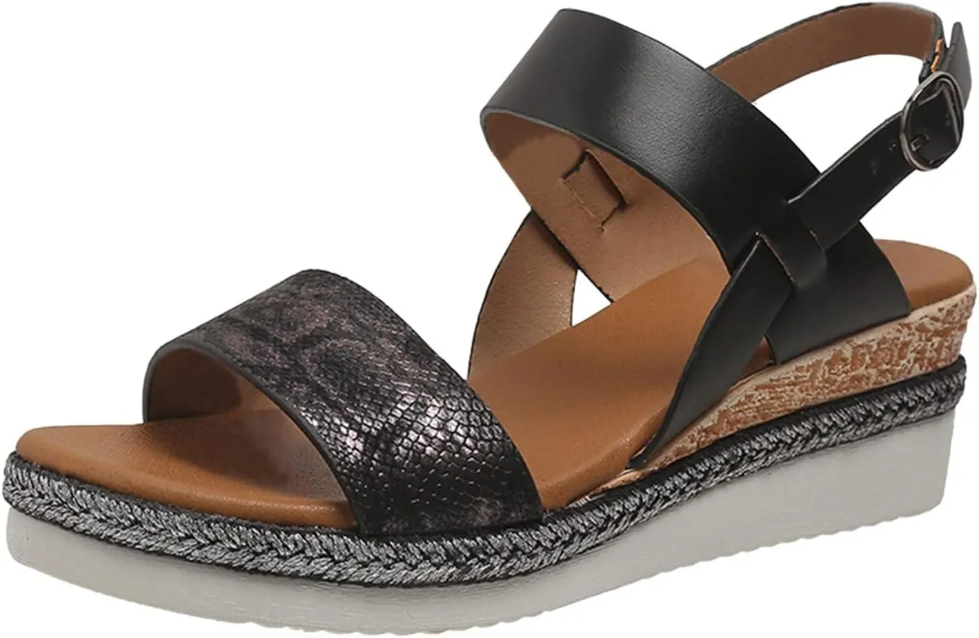 Orthopedic Sandals for Women 2025 Wedges Heels for Women Casual Slip on Sandals Beach Dress Comfortable Platform Sandal Espadrille Raffia Sole Outdoor Platform Sandal 2025