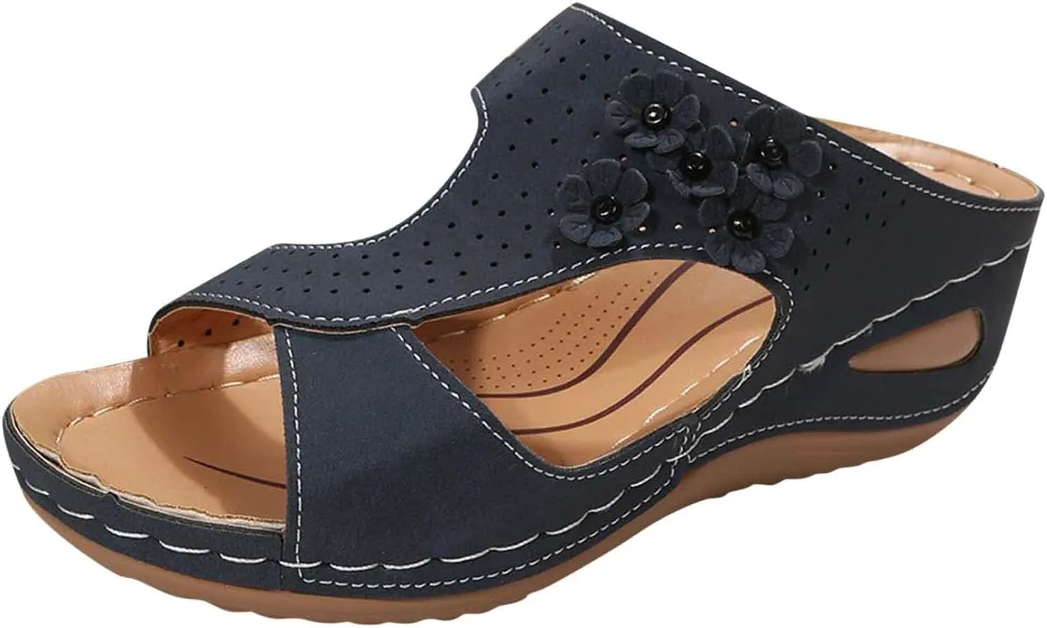 Orthopedic Sandals for Women Arch Support Sandals Women's Summer Hollow Out Flower Breathable Shoes, Platform Walking Sandal Fashion Cross Strap Open Toe Slippers