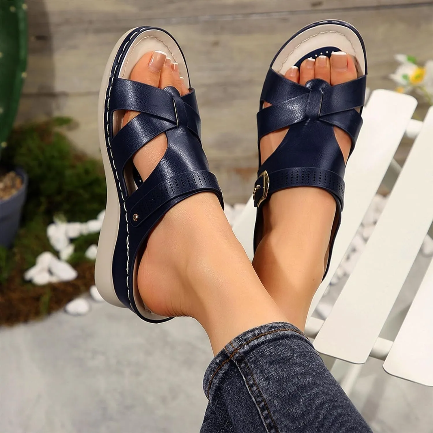 Orthopedic Sandals for Women Comfort Arch Support Wedges Flip Flops 2025 Summer Slip on Dressy Casual Buckle Slides