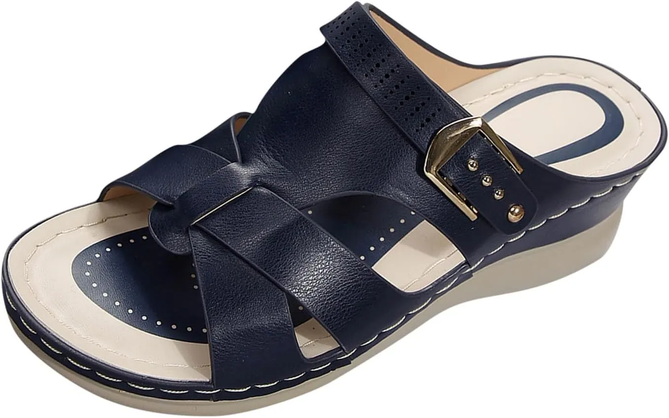 Orthopedic Sandals for Women Comfort Arch Support Wedges Flip Flops 2025 Summer Slip on Dressy Casual Buckle Slides