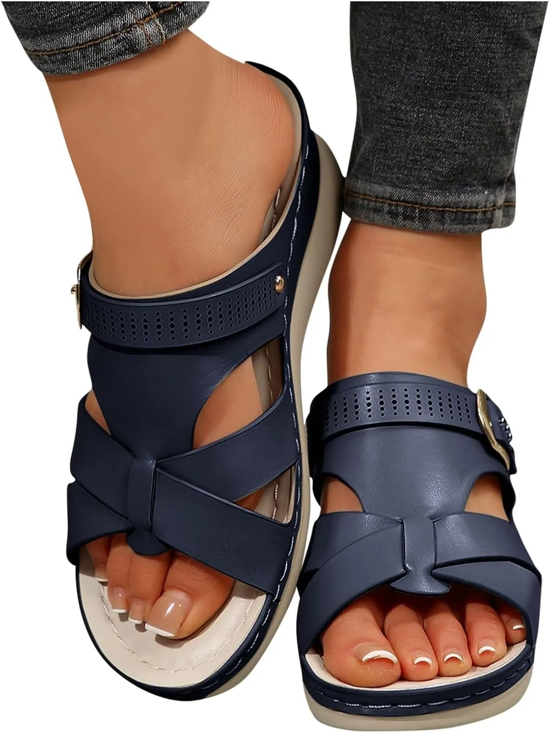 Orthopedic Sandals for Women Comfort Arch Support Wedges Flip Flops 2025 Summer Slip on Dressy Casual Buckle Slides
