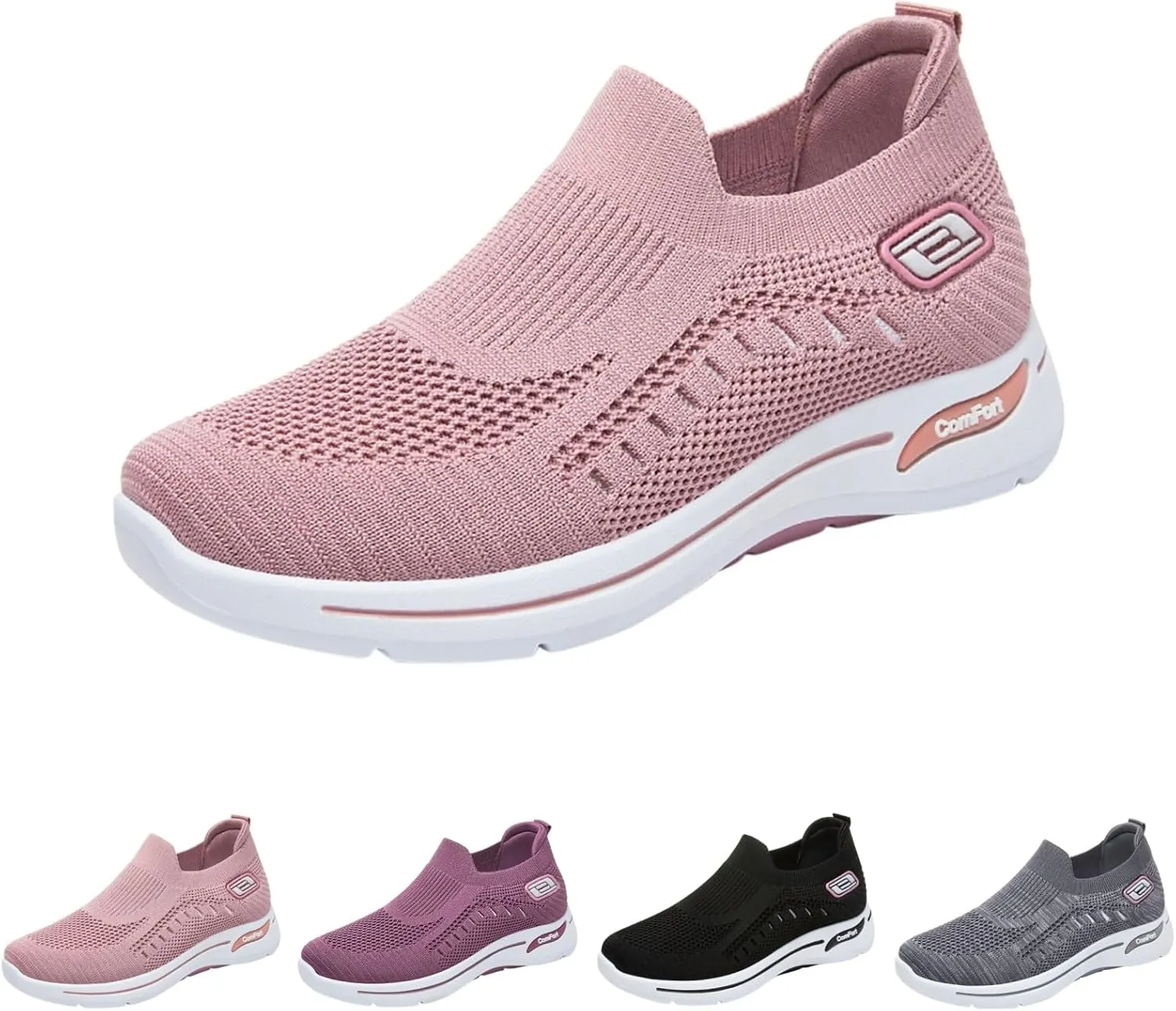 Orthopedic Shoes for Women Slip On Comfort Breathable Knit Sneakers Non-Slip Woven Sneakers Lightweight Slip-On Sneakers