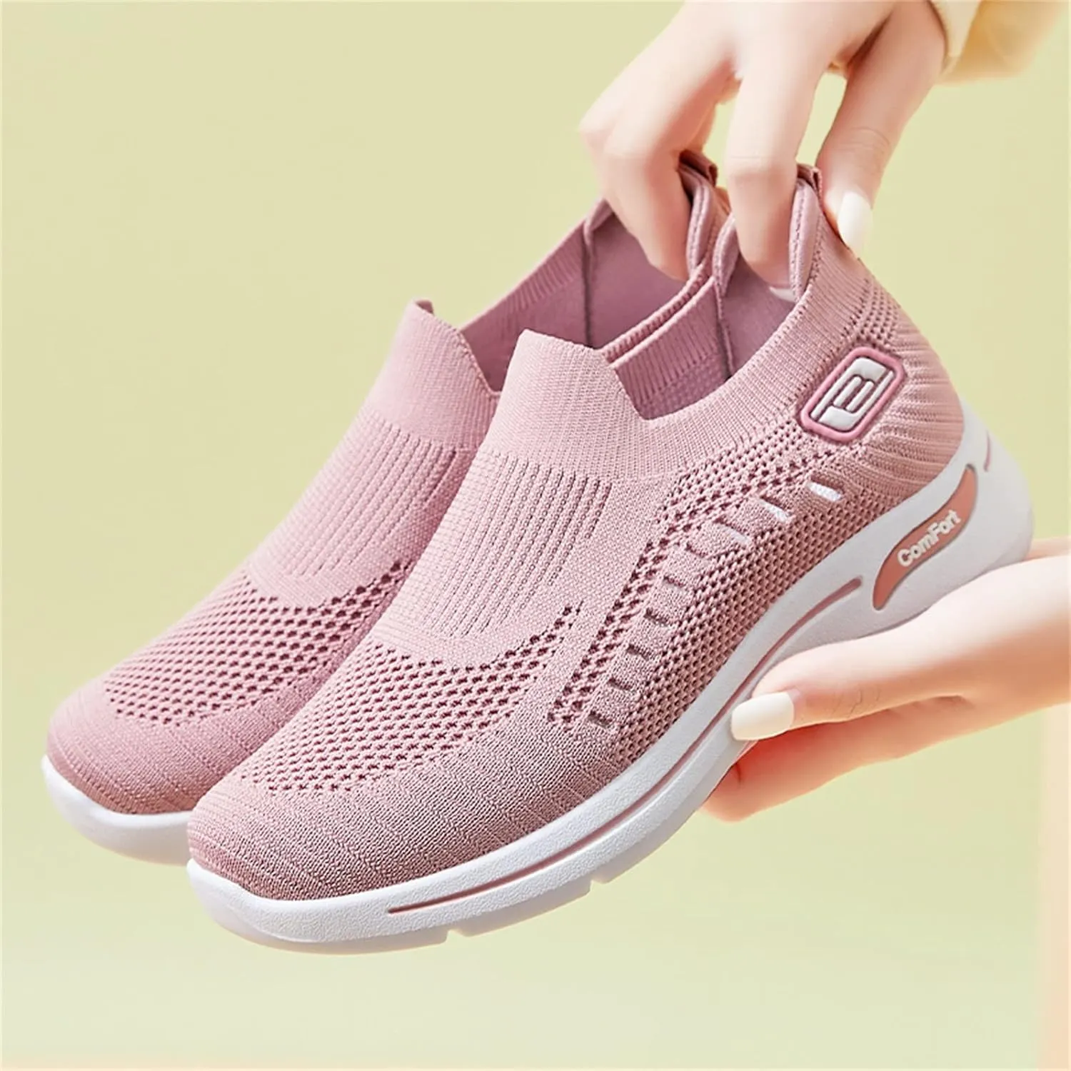 Orthopedic Shoes for Women Slip On Comfort Breathable Knit Sneakers Non-Slip Woven Sneakers Lightweight Slip-On Sneakers