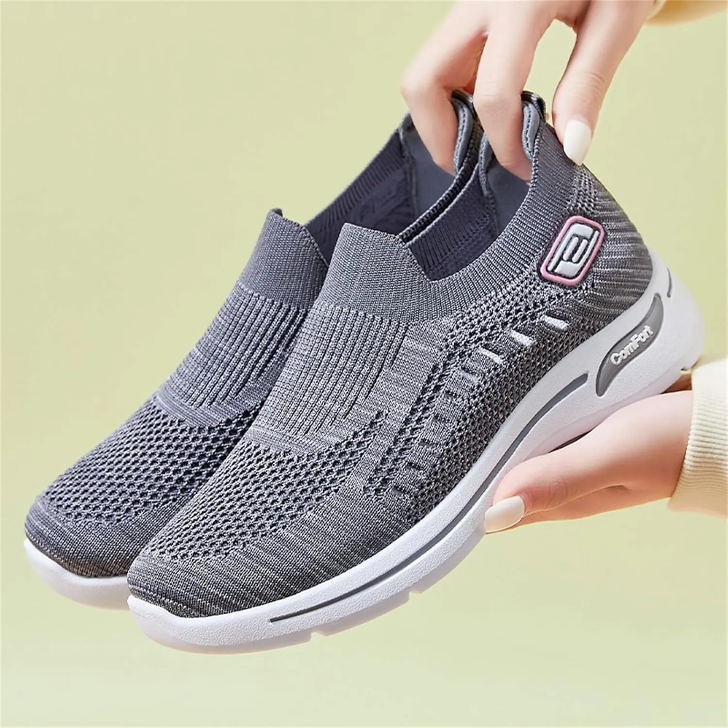 Orthopedic Shoes for Women Slip On Comfort Breathable Knit Sneakers Non-Slip Woven Sneakers Lightweight Slip-On Sneakers